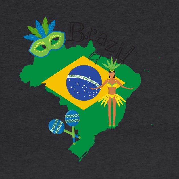 Map and Flag of Brazil by TNMGRAPHICS